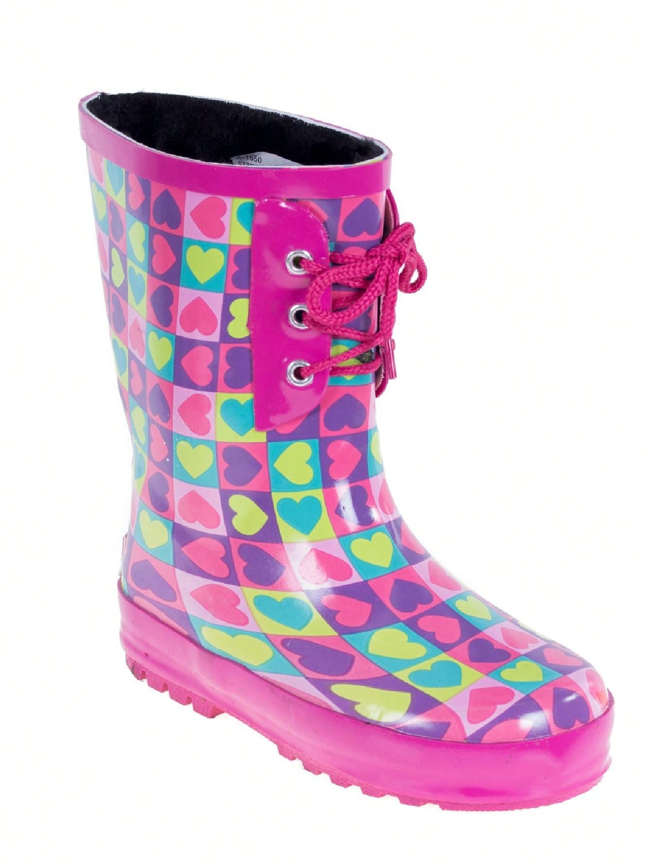 Kids Fashion Rubber Rainboot  W Fuax Fur