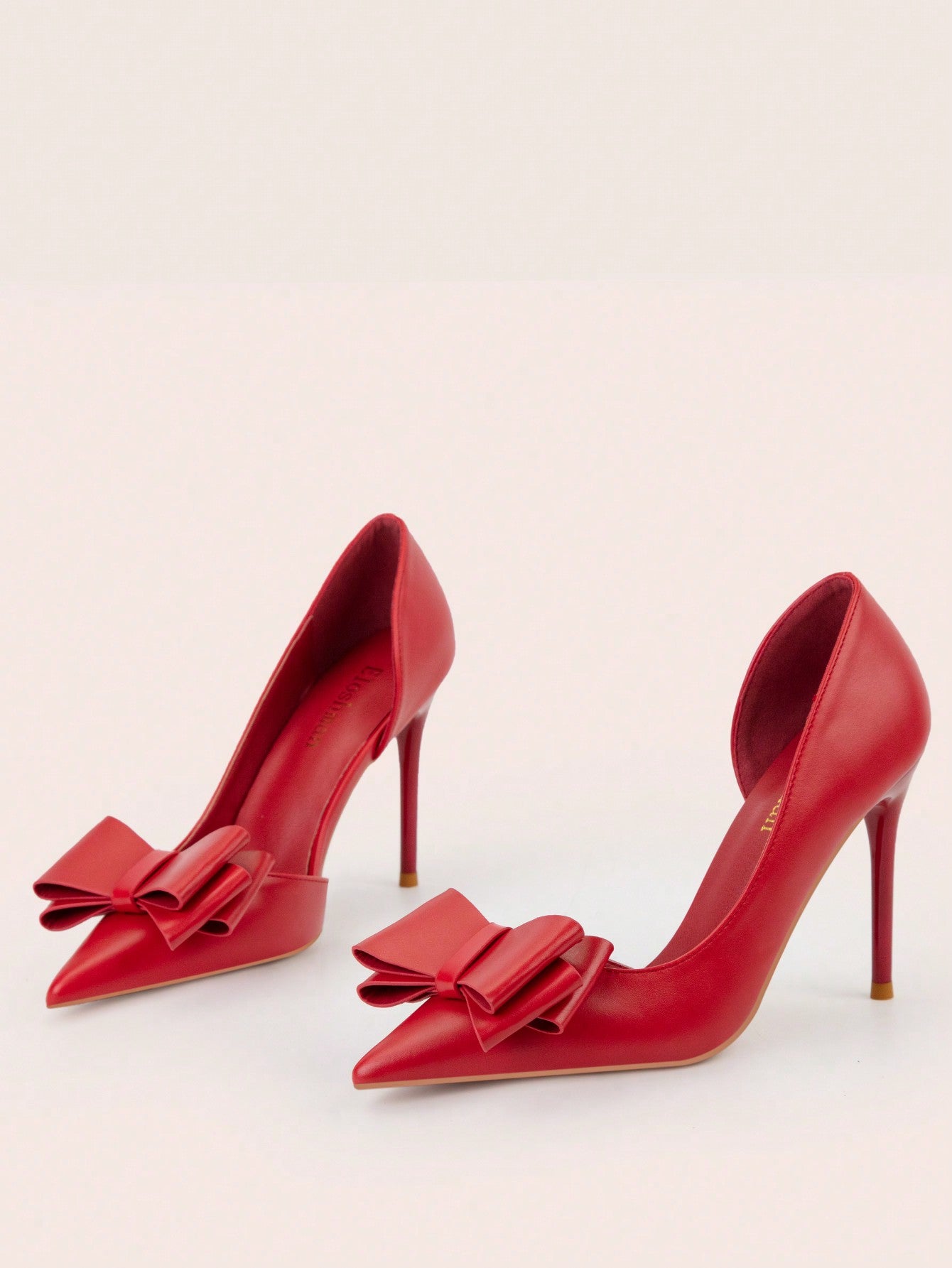 Fashionable Simple Sexy Stiletto Heels Pointed Toe Shallow Mouth Shoes For Women, With Bow Knot And Hollow-Out Designs, Showing Slim Legs