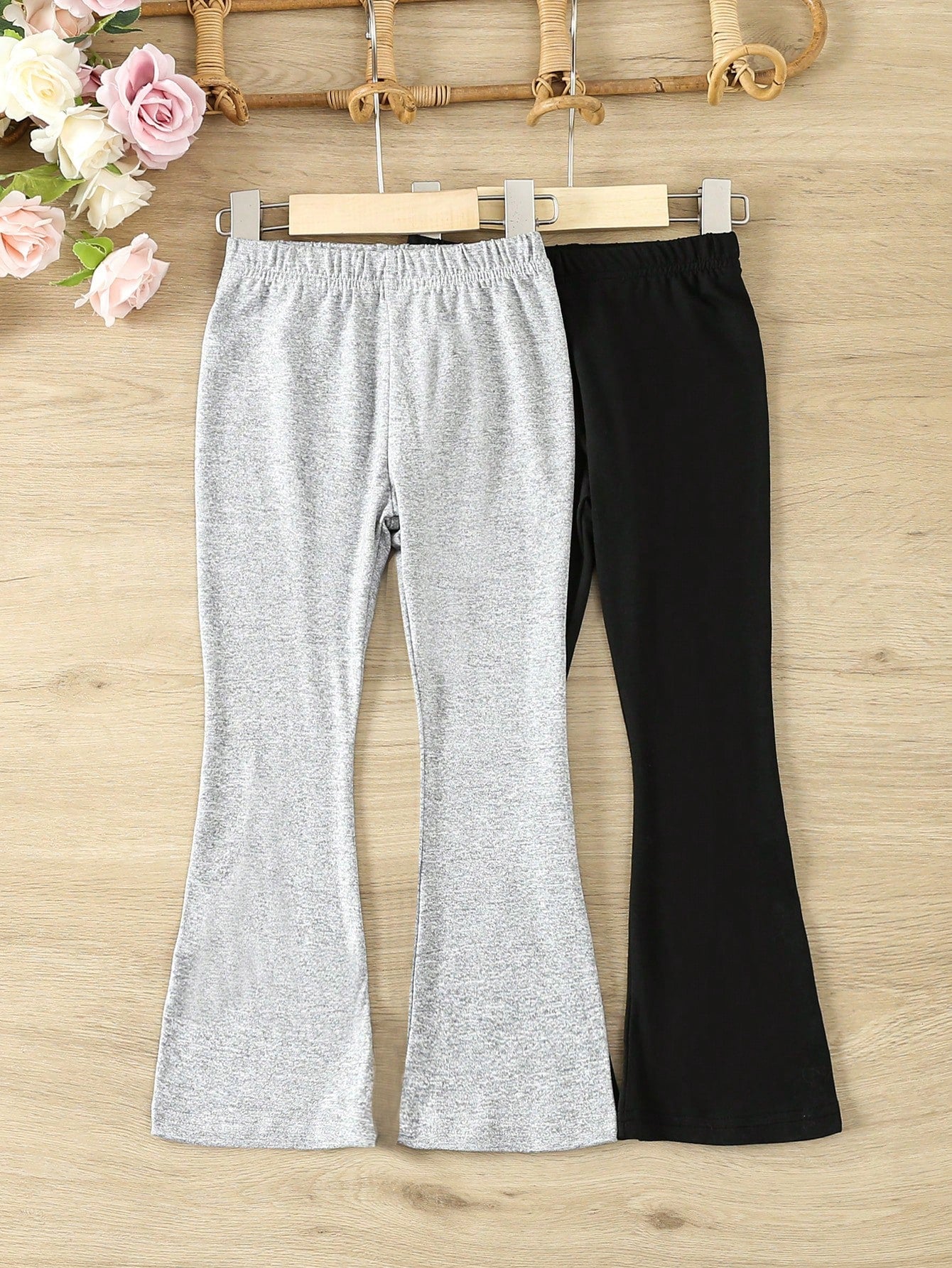 Young Girl Knitted Bell Bottom Sets Of 2 Combination Bottoming Pants For Spring And Autumn