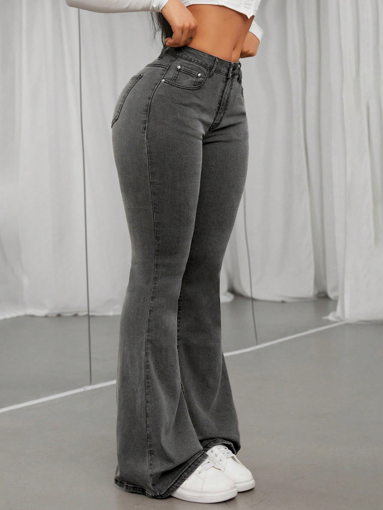 Women's Grey Flare Jeans