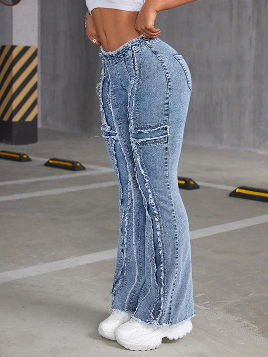 Vintage Frayed Edge Flared Jeans