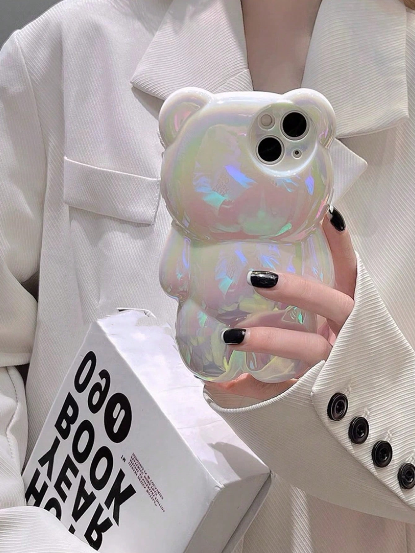 Cute Personality Laser 3d Bear Phone Case Compatible With Iphone 14 Pro Max/13/12 Pro/11 Soft Shell