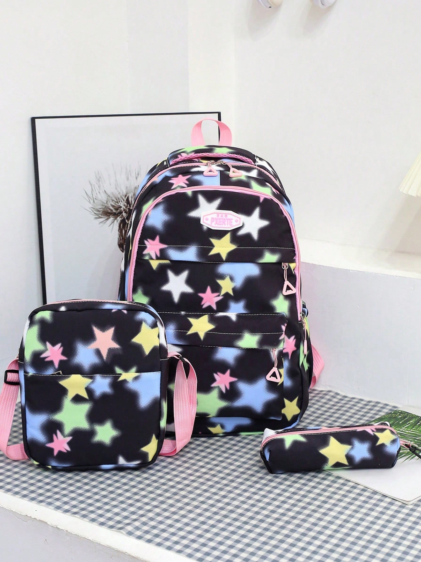 3pcs/Set Cute Backpack, Preppy College School Daypack, Travel Commute Knapsack, Lunch Bag & Pencil Case