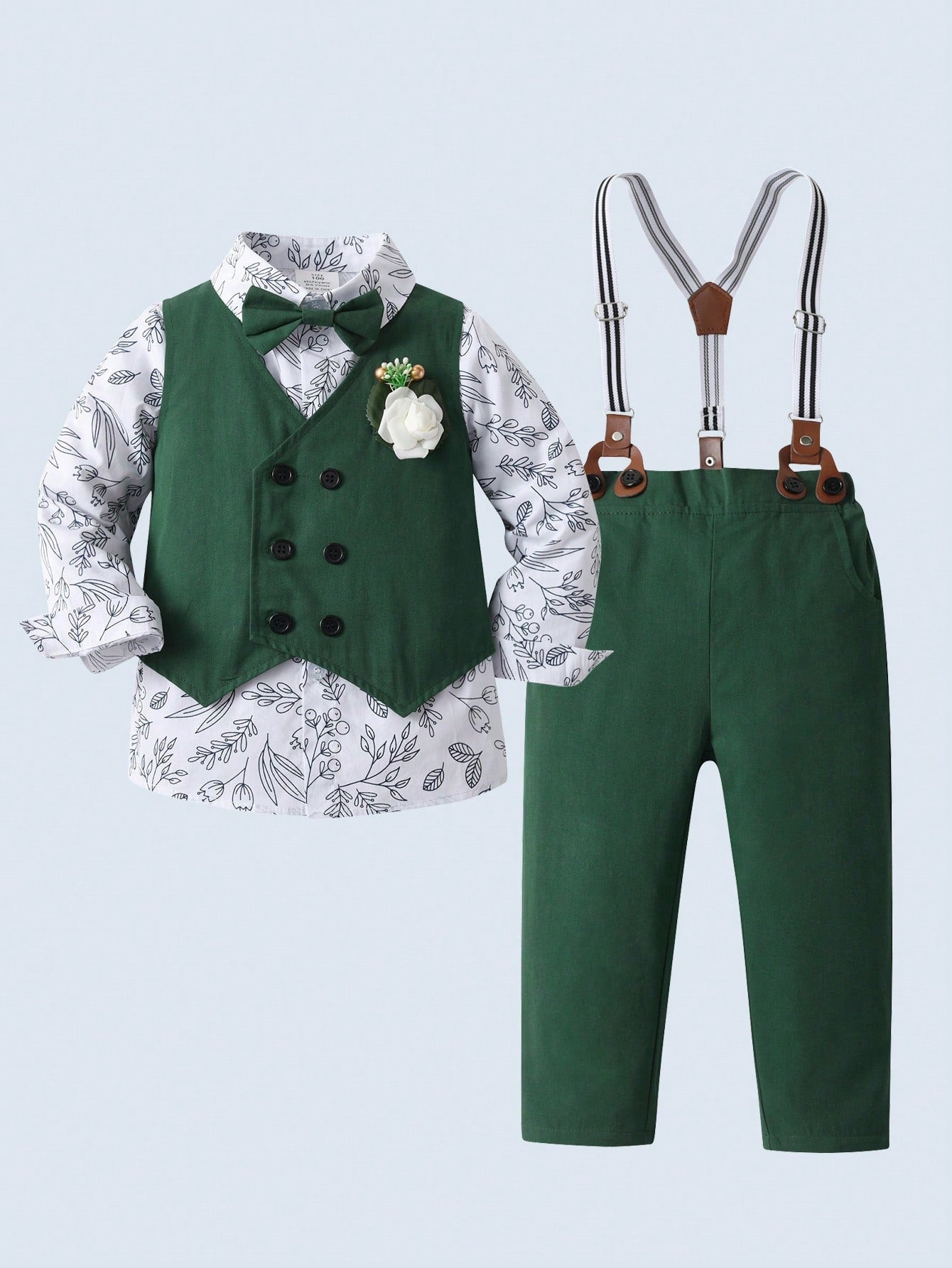 Young Boy 3pcs/Set Gentleman Suit, Long Sleeve Shirt, Vest And Pants, Suitable For Birthday Party, Evening Party, Wedding, Anniversary And First Birthday Celebration