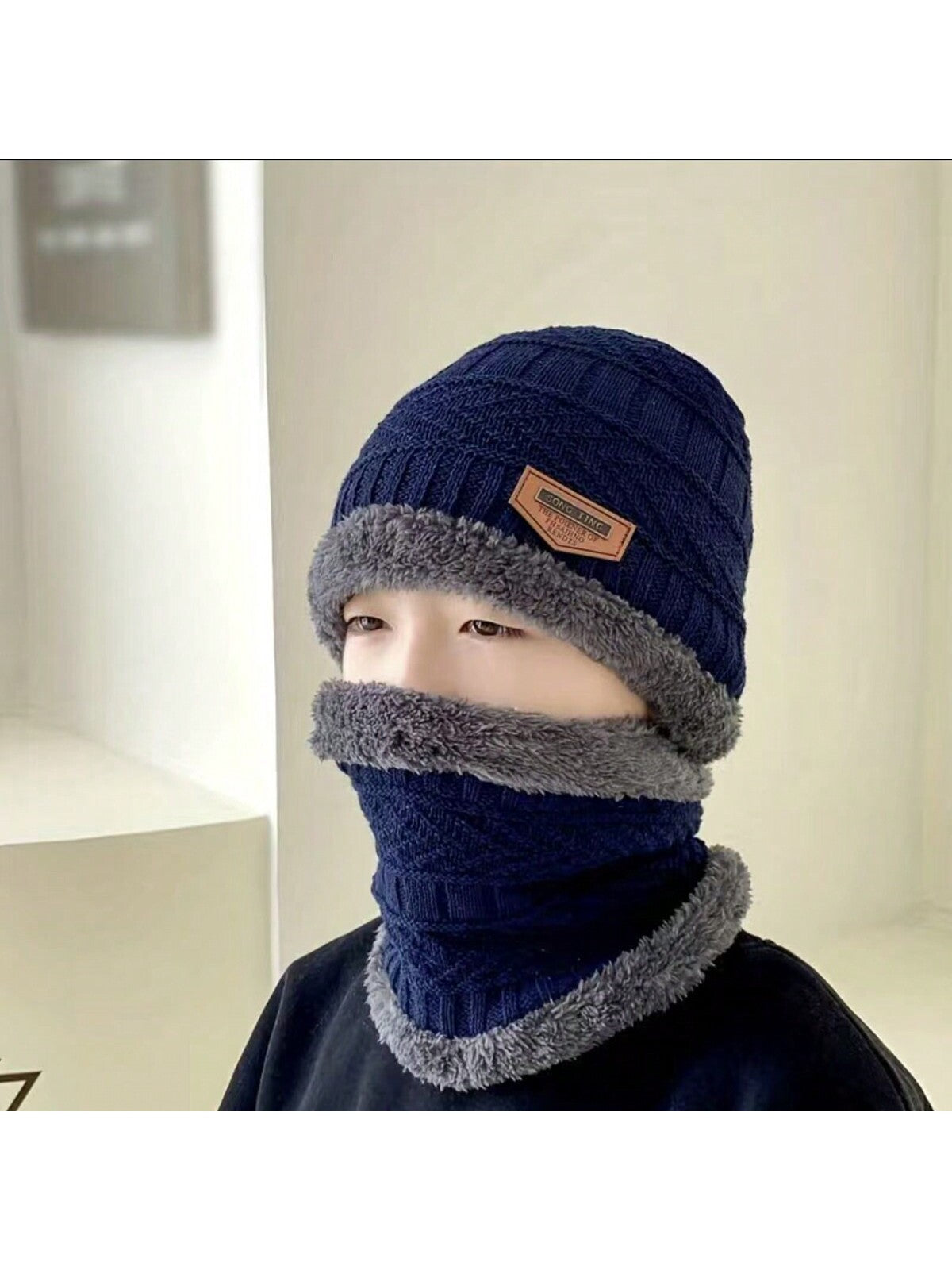 Autumn And Winter Warm 3-Piece Set, Fleece Thickened Winter Cold-Proof Cycling Winter Hat For Boys And Girls Hat & Gloves & Neck Gaiter