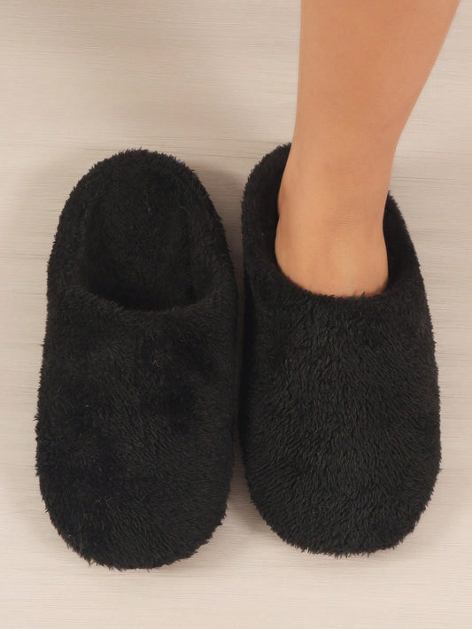 Black Soft Soled Soft Slippers Women's Autumn And Winter Plush Indoor Bedroom Slippers Warm And Lightweight Winter