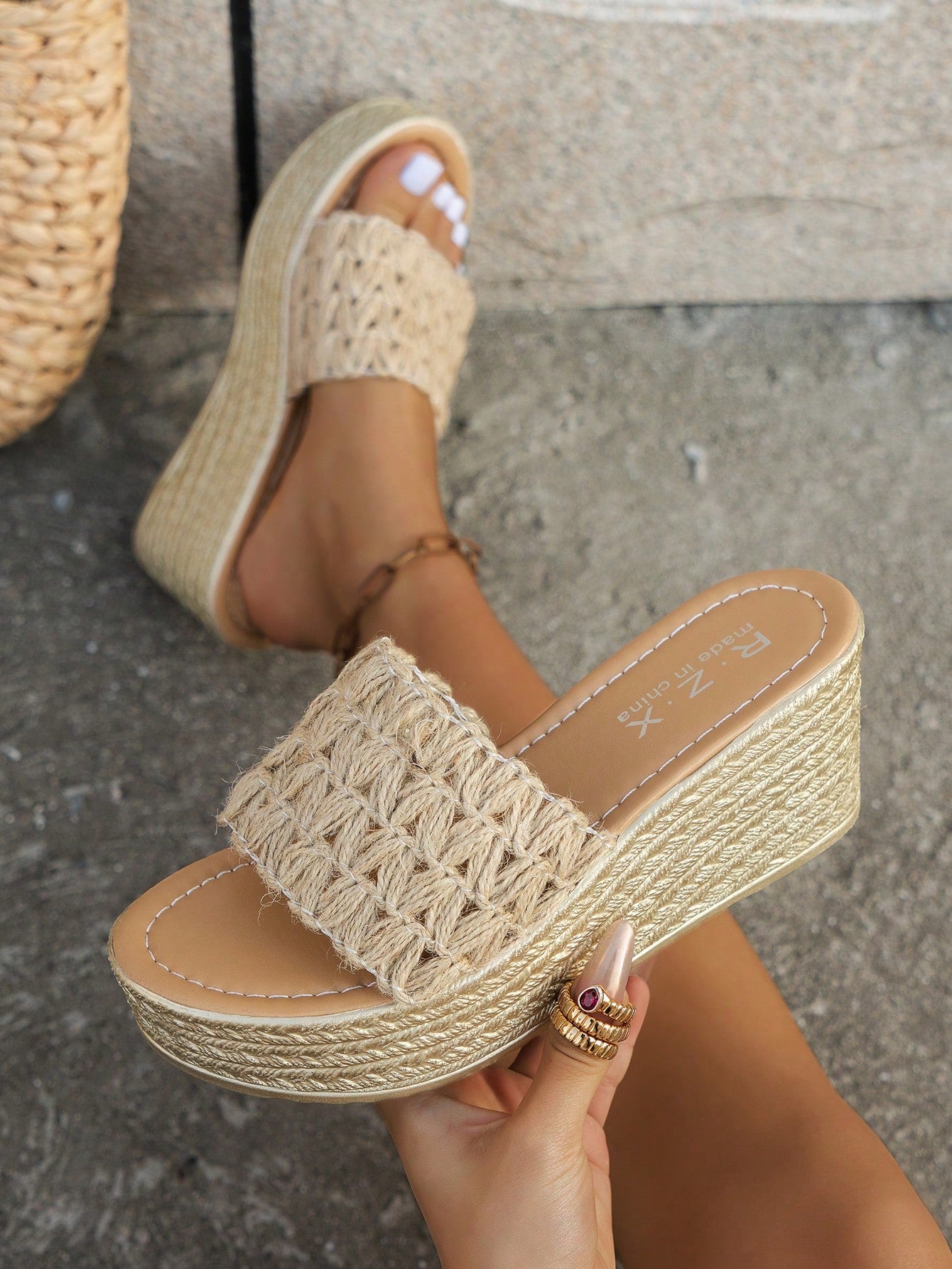 New Arrival Women's Casual Suede Espadrille Wedge Sandals, Retro Style Open Toe Cut-Out Platform Sandals, Orange Color (Plus Size Available)