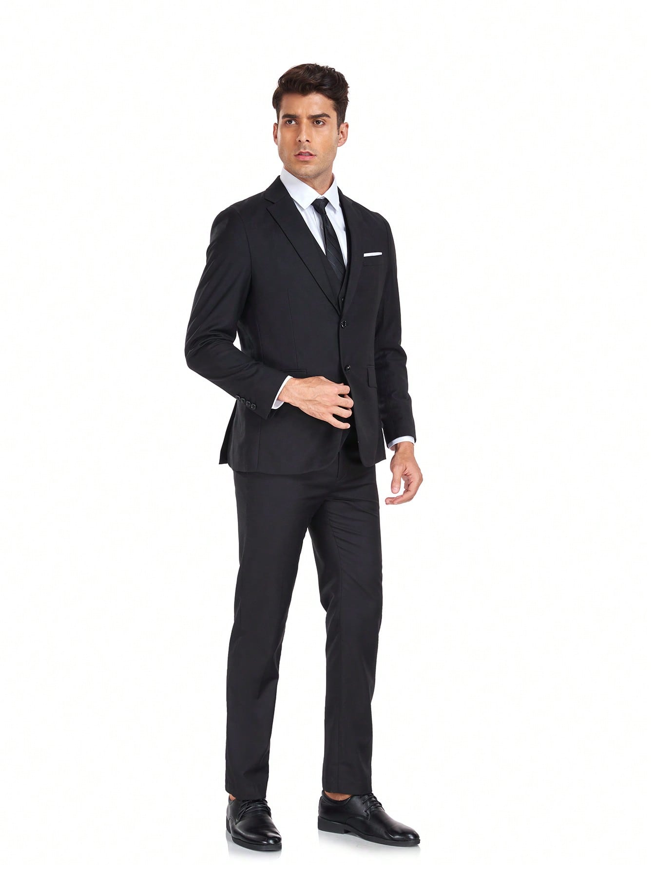 3pcs Men's Champagne Color Suit Set: Blazer, Pants, Vest