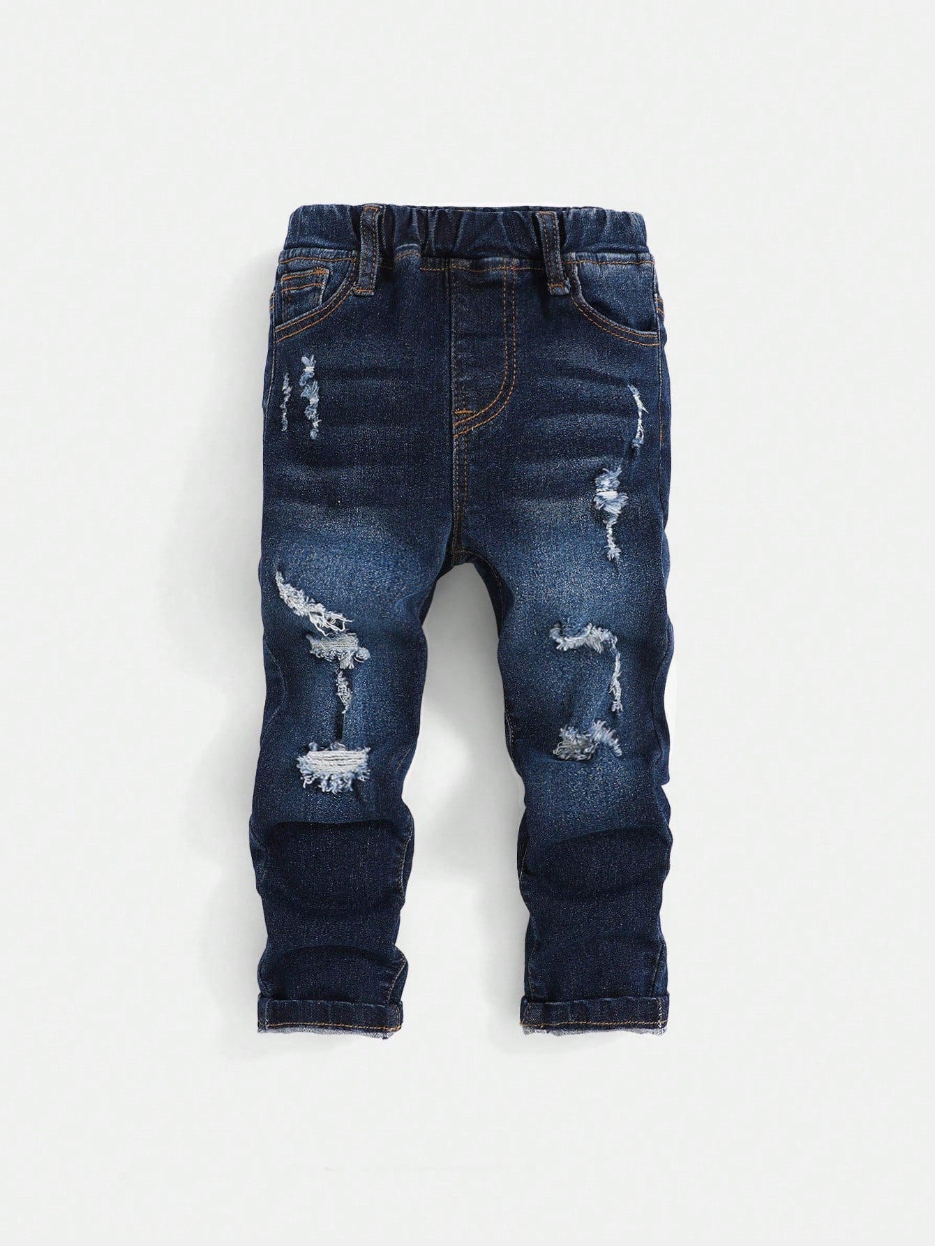 Young Boy Elastic Waist Ripped Jeans