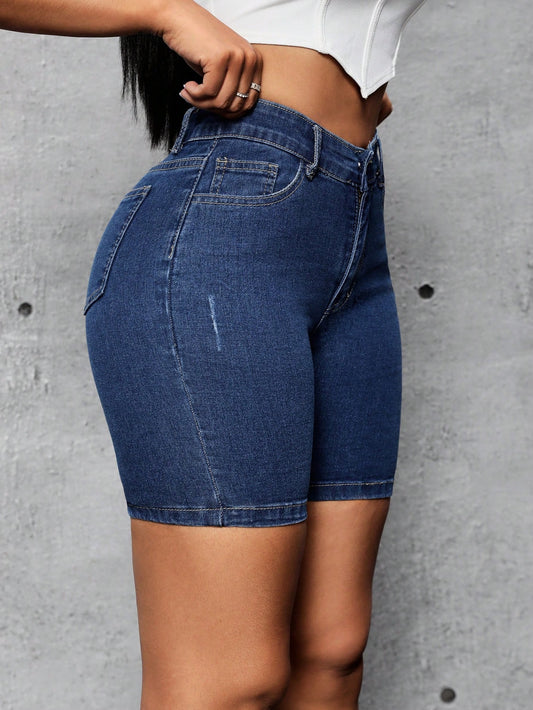 Women's High Waist Slim Fit Denim Shorts