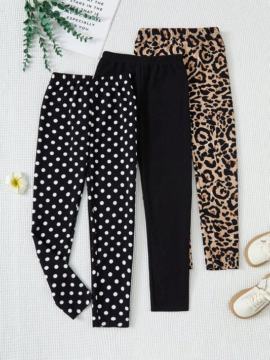 Tween Girl Knitted Casual Leggings 3pcs Set