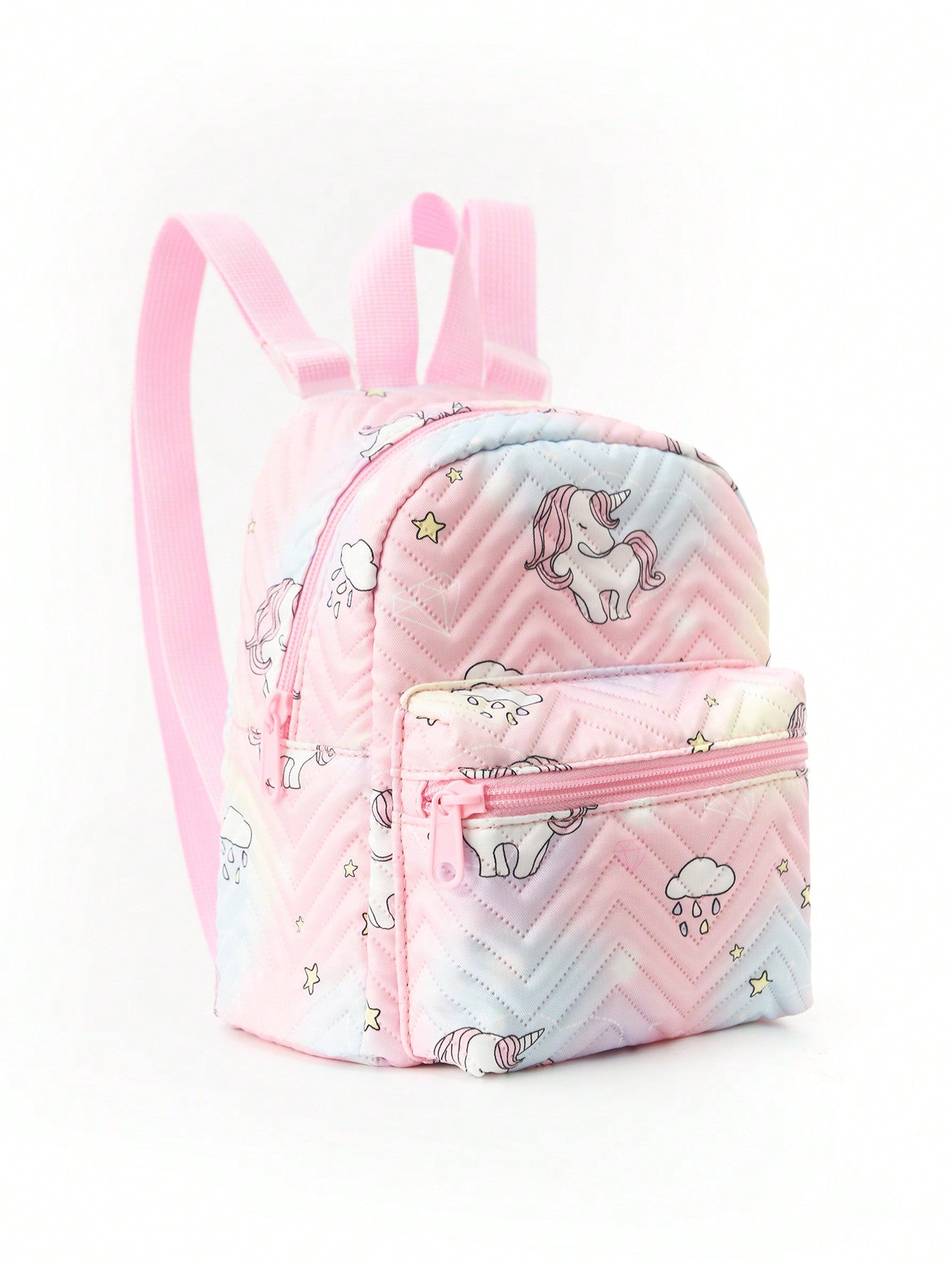 Girls Chevron Pattern Adjustable-strap Decor Zipper Classic Backpack