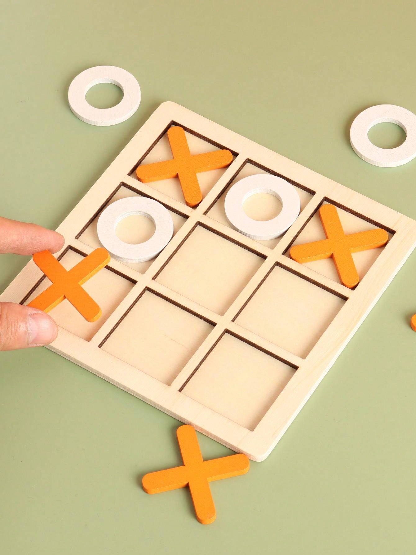 9 Pieces Premium Solid Wooden Tic Tac Toe Board Game, Perfect For Backyard Entertainment, Classic Coffee Table Home Game