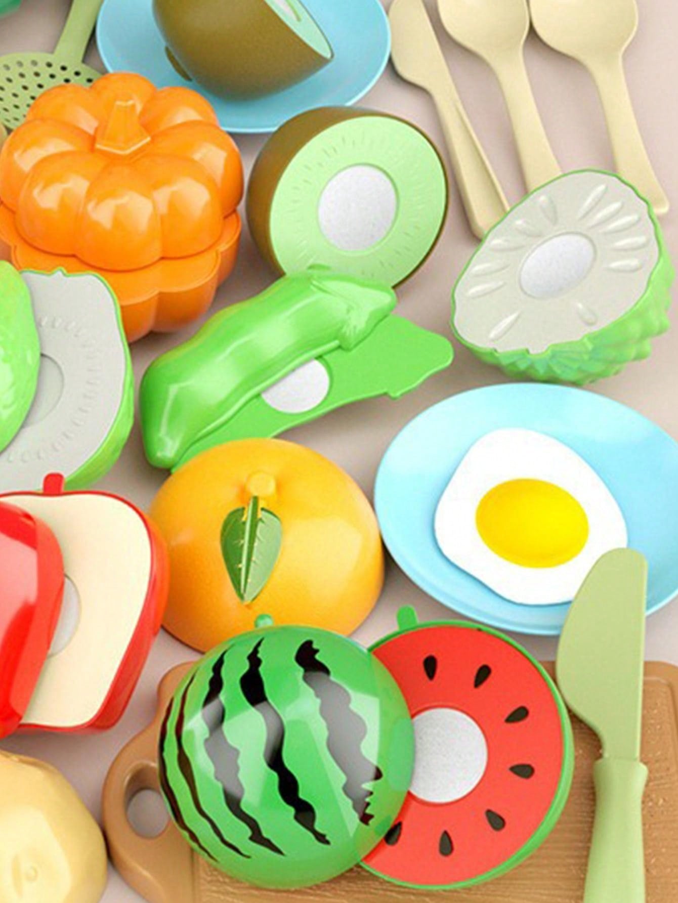 22pcs Random Fruit, Vegetable & Pizza Miniature Toy Set