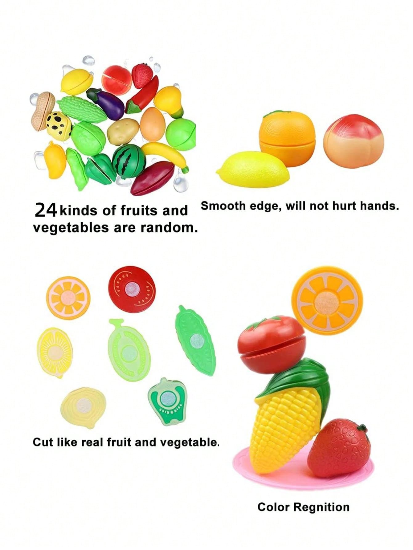 22pcs Random Fruit, Vegetable & Pizza Miniature Toy Set