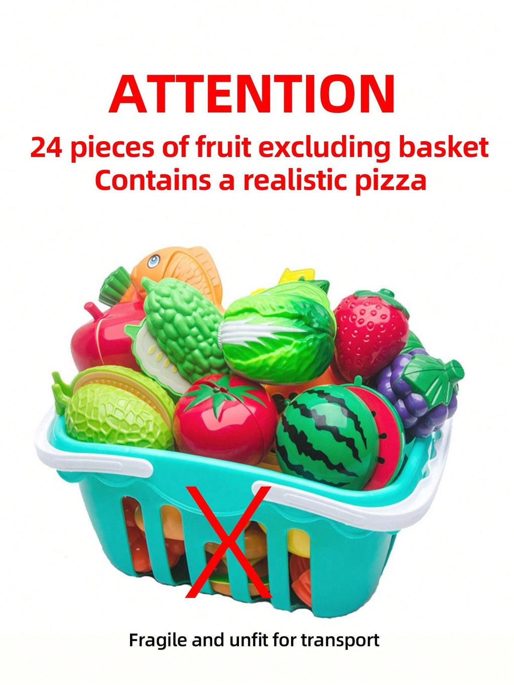 22pcs Random Fruit, Vegetable & Pizza Miniature Toy Set