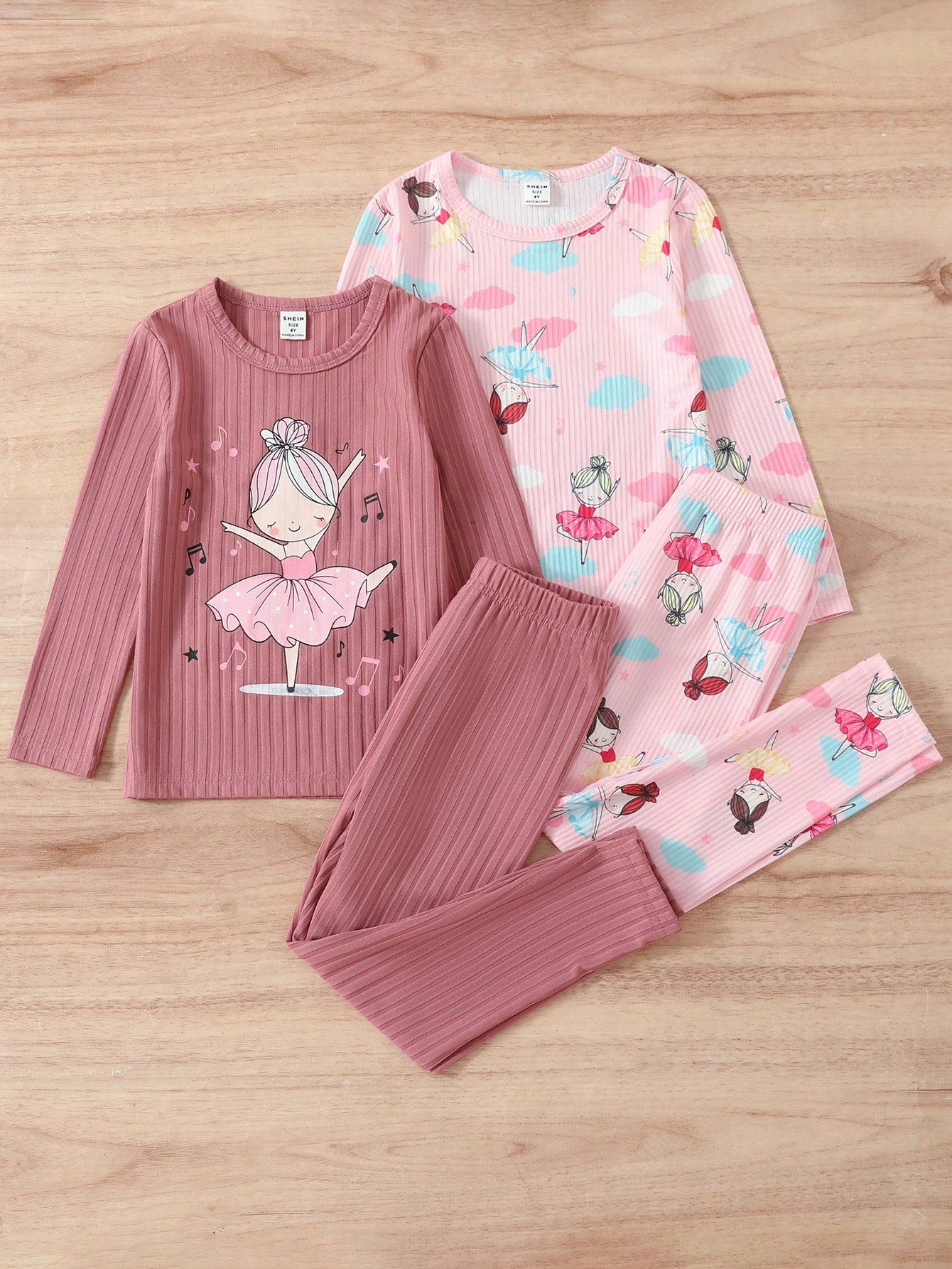 Young Girl Cute Printed Long-Sleeved Tee & Leggings, Casual Home Clothing