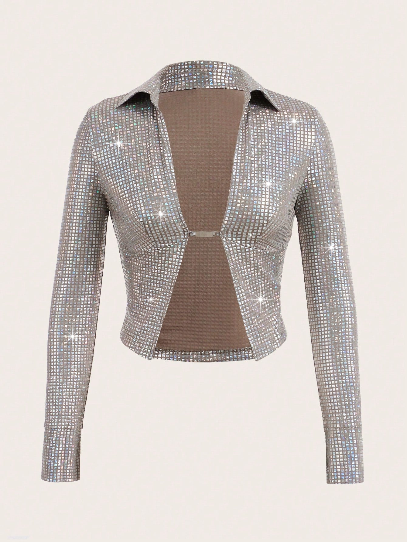 Metallic Crop Blouse