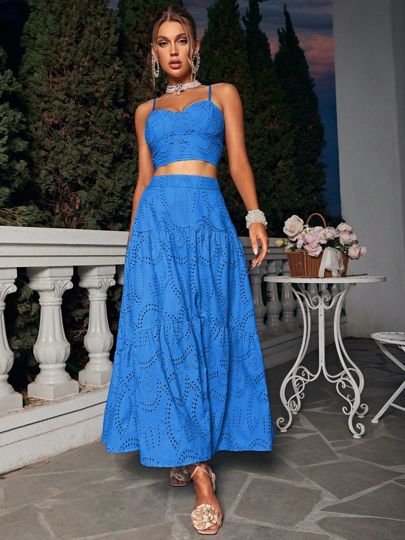 Glamaker Solid Cami Top & Ruffle Hem Skirt