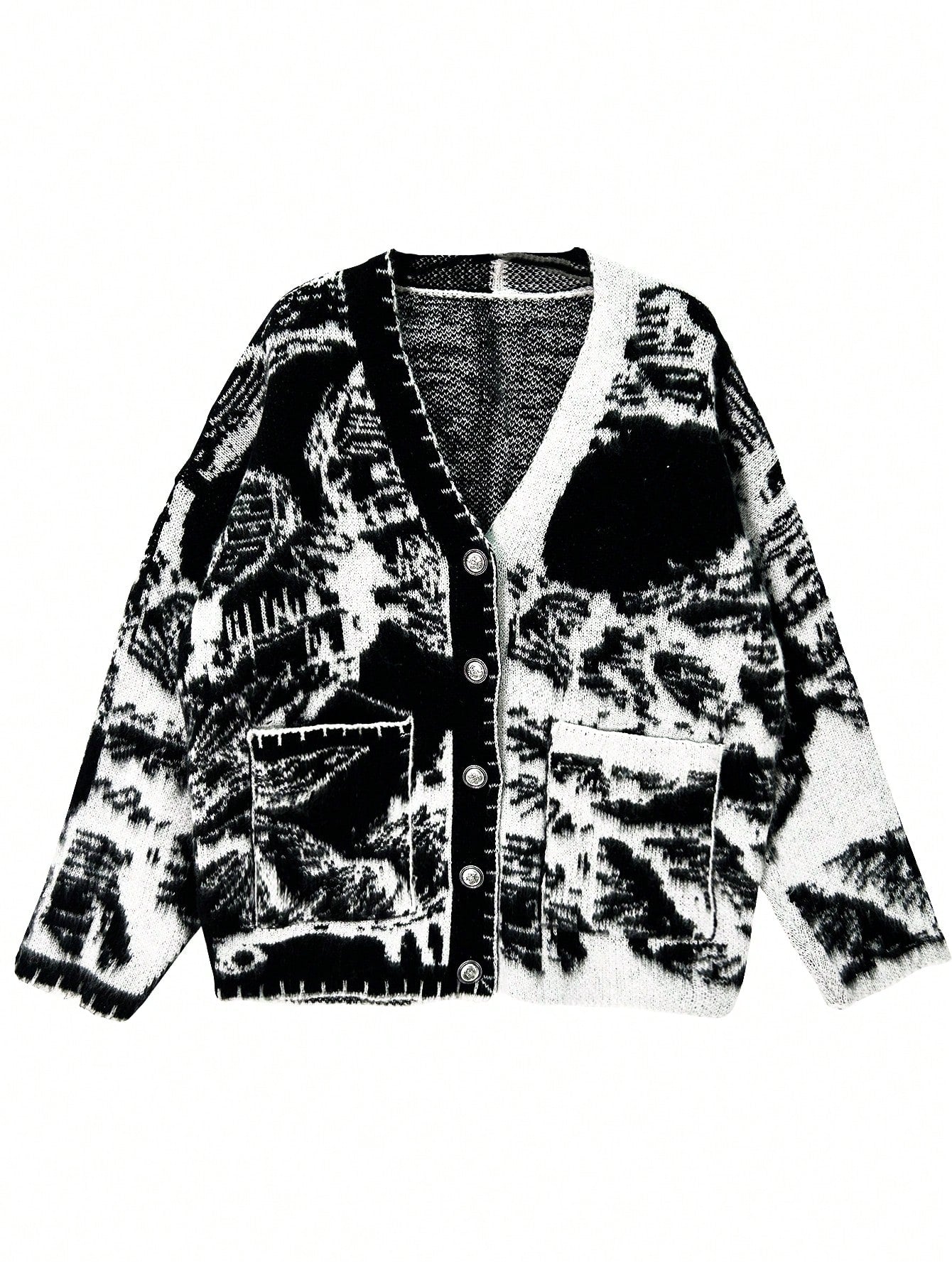 Men Loose Tie-Dye Double Pocket Cardigan