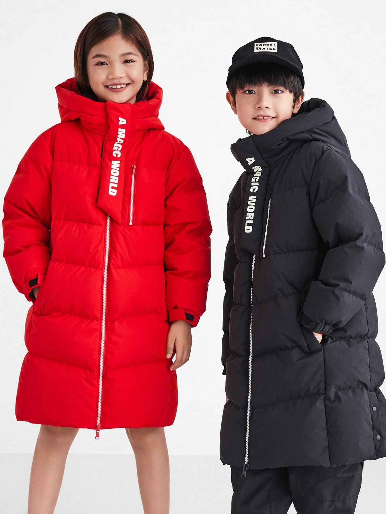 Tween Girl Winter Thick Insulation Fashionable And Casual Hooded Long Down Jacket Red