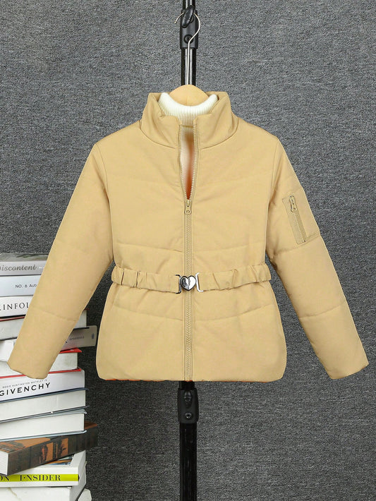 Girls' Padded Coat With Belt