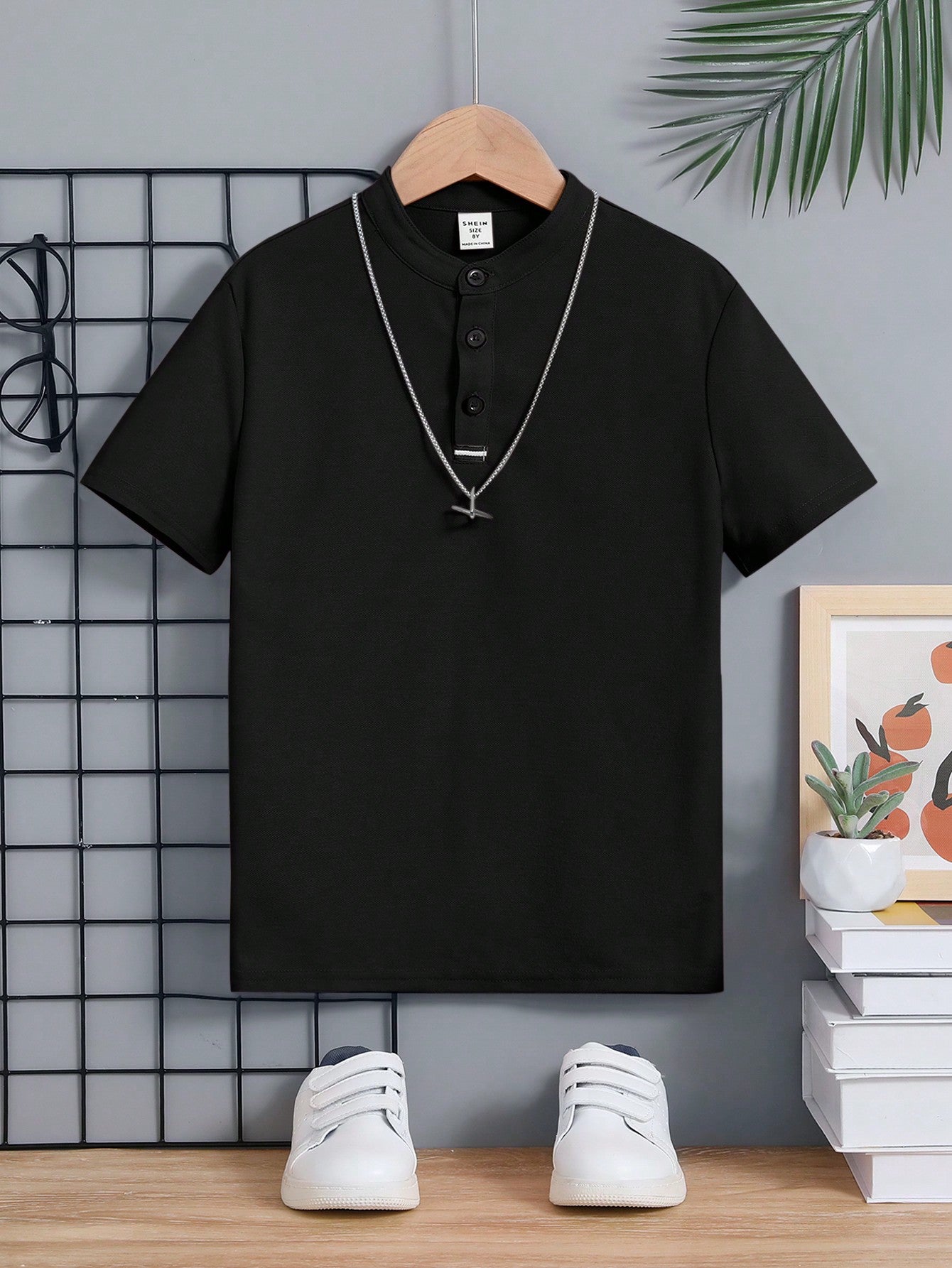 Tween Boy Summer Casual Solid Color Knitted Polo Shirt With Collar,