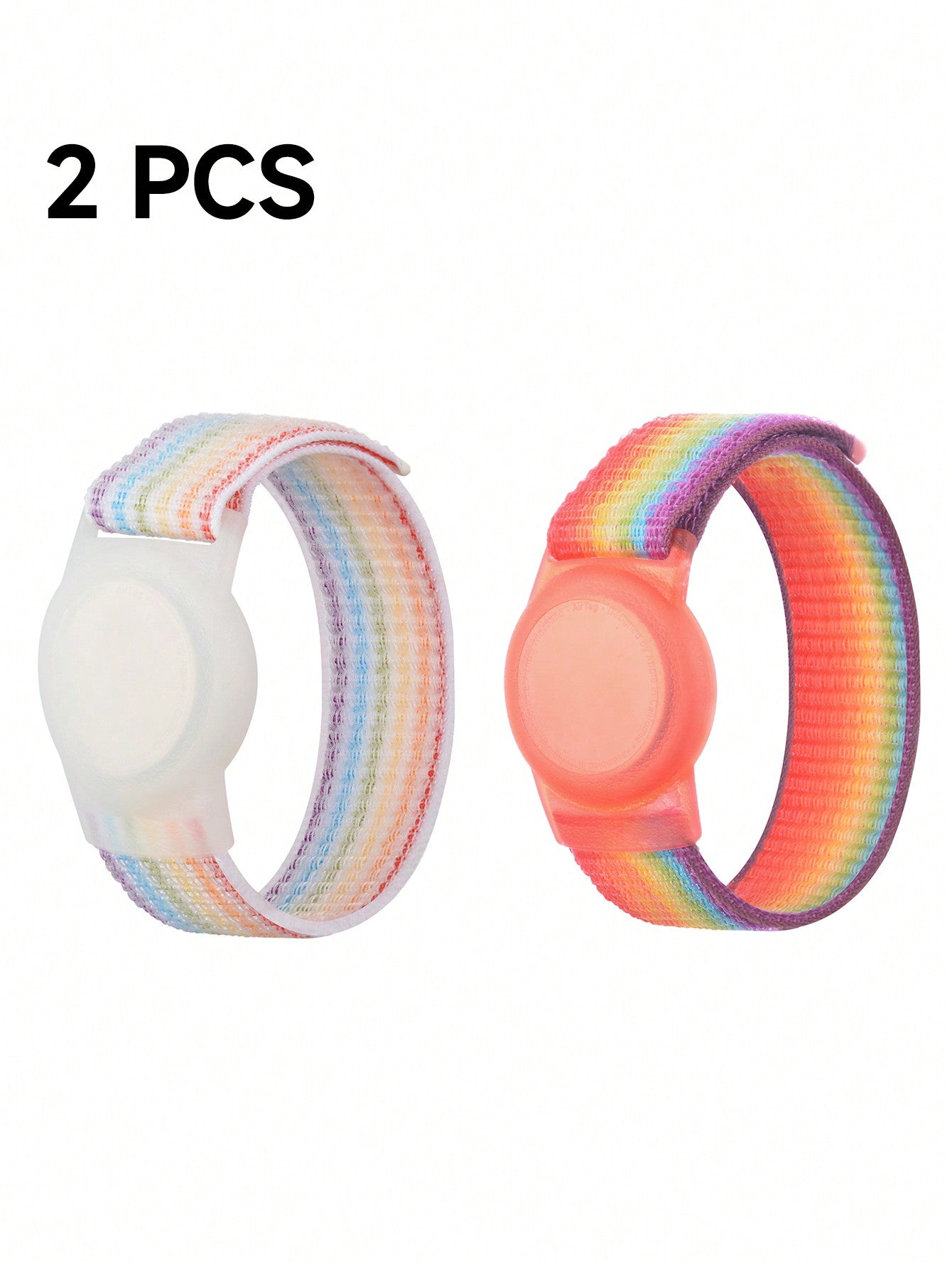 Compatible With Apple AirTag Bracelet For Kids, 2 Packs Nylon GPS Tracker Holder Protective Case Air Tag Wristband With Adjustable Hook & Loop Watch Band For Toddlers Girls Boys Elders,Rainbow Colours