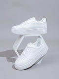 Spring And Autumn Fashionable Casual Sneakers With Thick Soles For Teenagers, White Skate Shoes