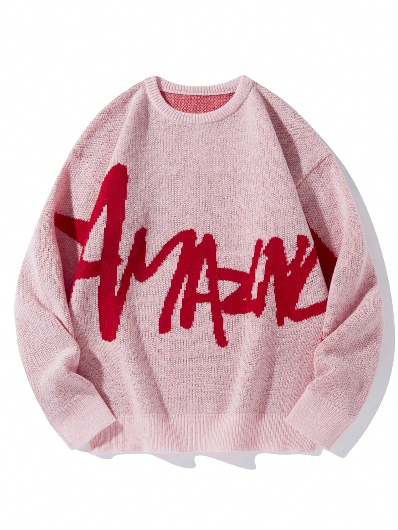 Men Letter Pattern Drop Shoulder Sweater