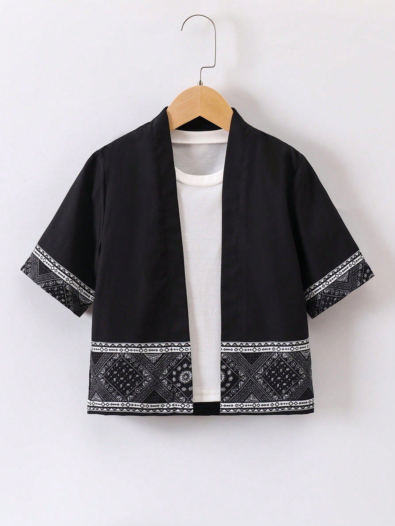 Boys' Geometric Pattern Open Jacket