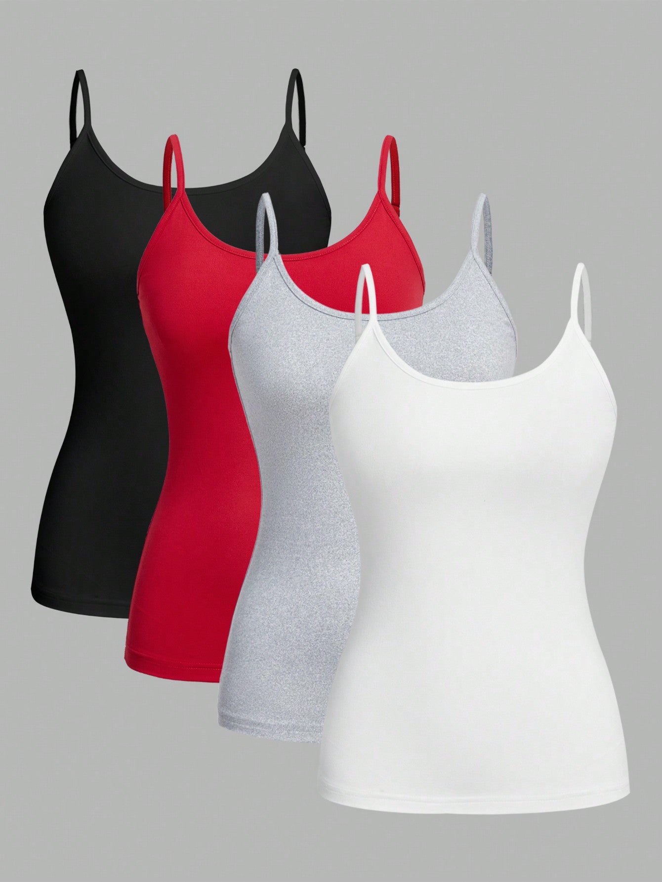 4pcs Casual All-Match Tank Tops Set For Women, Slim Fit, Suitable For Summer