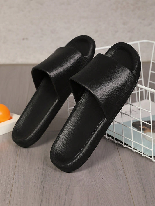 Simple And Casual Solid Color Summer Indoor Anti-Slip EVA Slippers For Women With Open Toe And Flat Heel, Bathroom Slippers