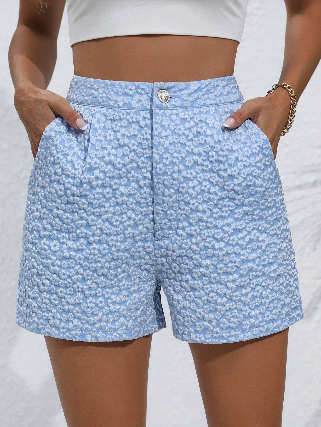 Random Jacquard Shorts With Diagonal Pockets