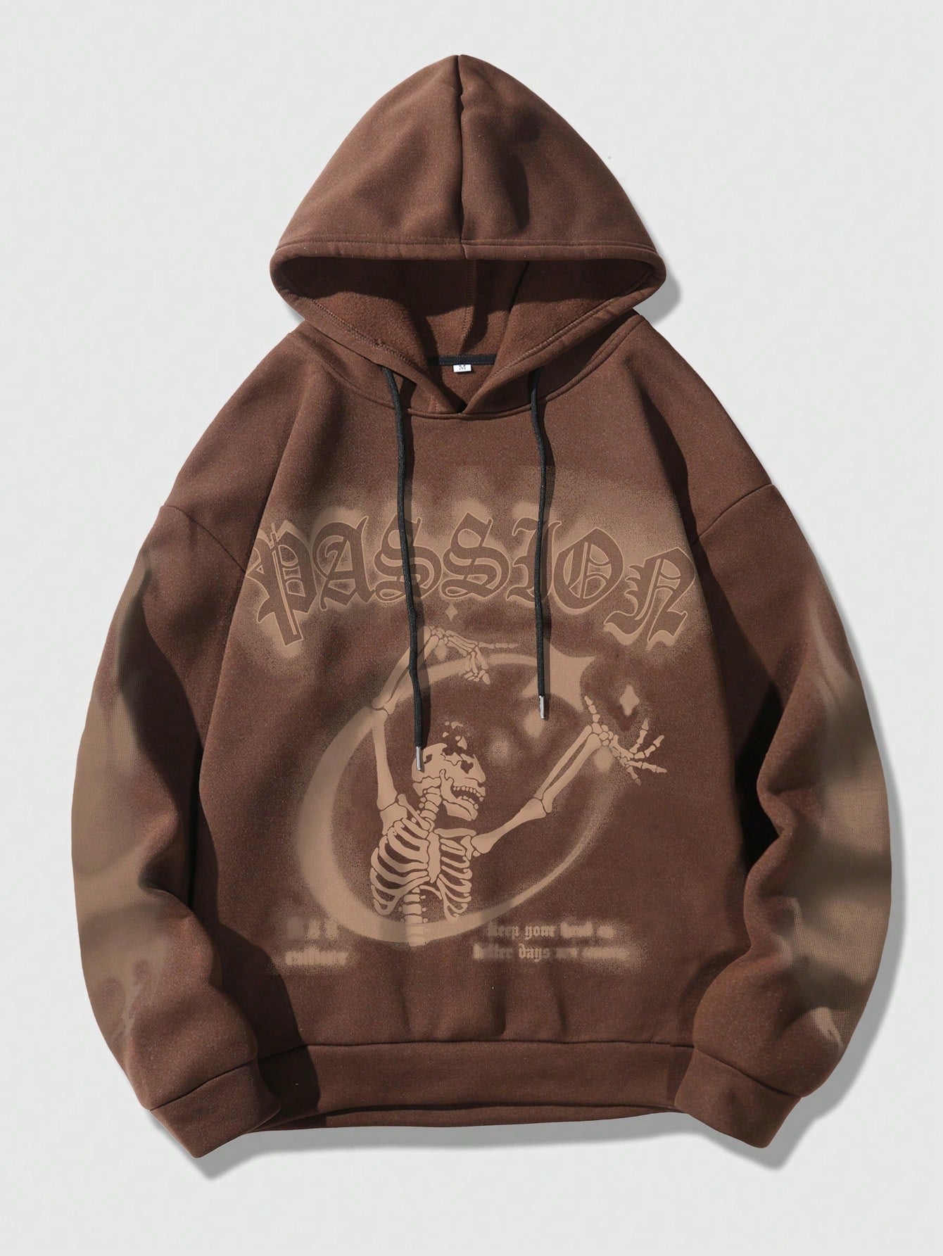 Punk Men Skeleton & Letter Graphic Drawstring Hoodie For Halloween