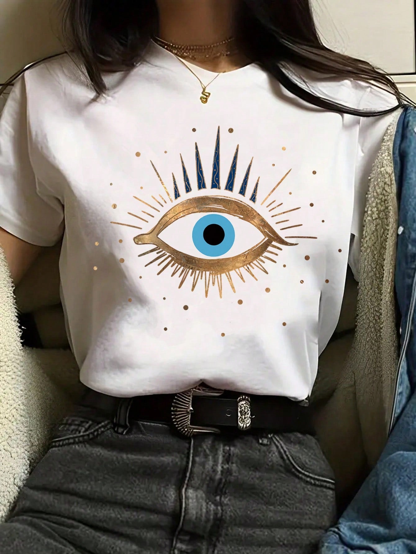 Women's Eye Print Short Sleeve T-Shirt