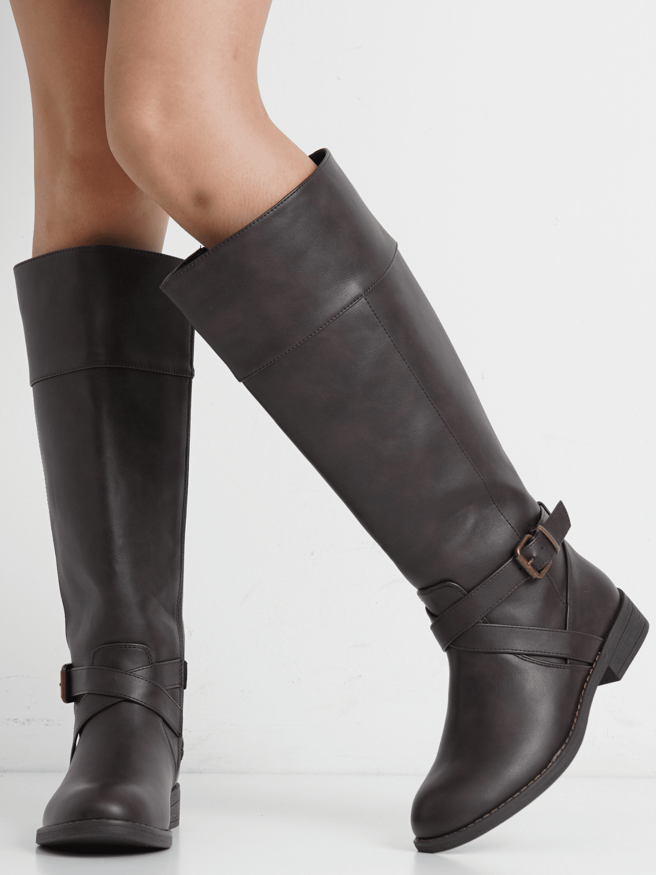 Women'S 949 Riding Boots Knee High Boots+Buckle Calf Boot