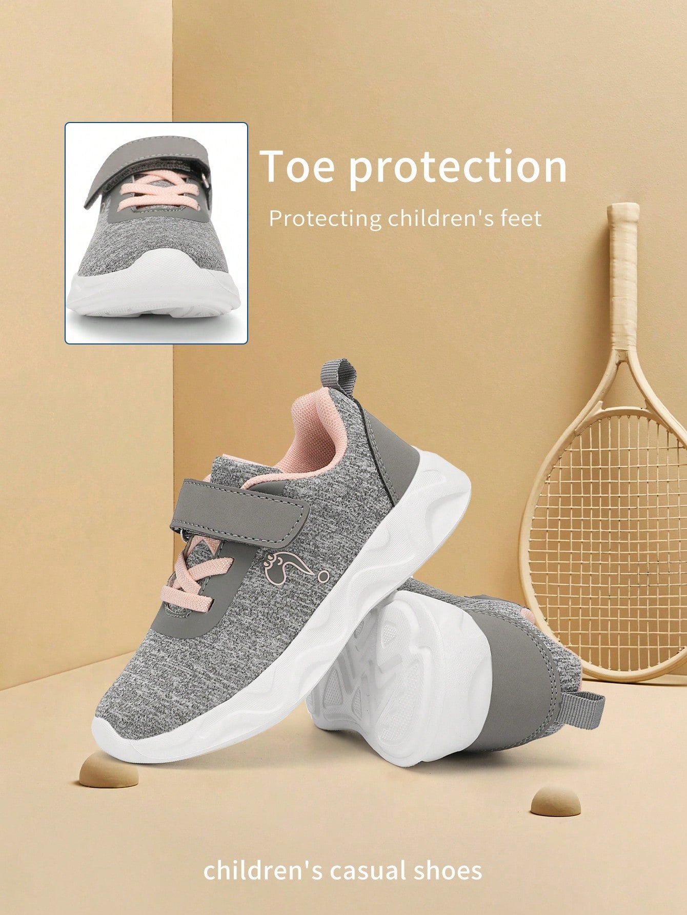 Breathable And Super Lightweight Children's Running Shoes With Convenient Magic Tape Closure