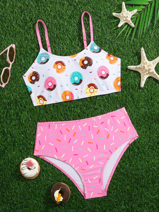 Tween Girl Random Printed Bikini Set Summer Beach