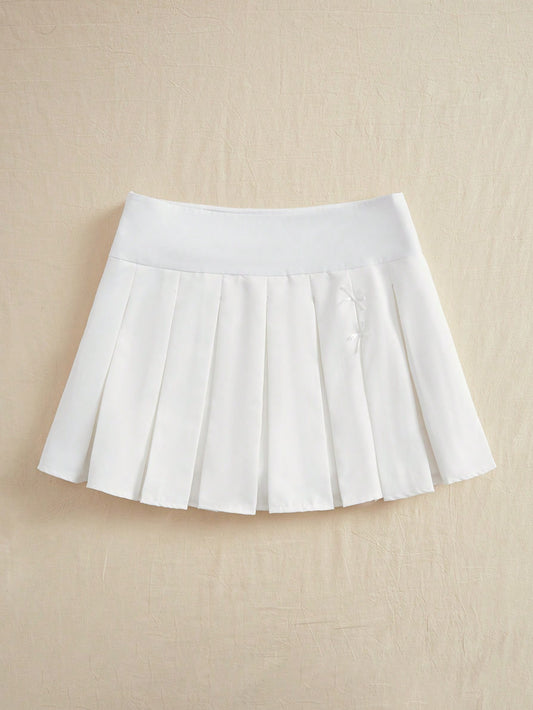 J-Fashion Solid Color Pleated Skirt