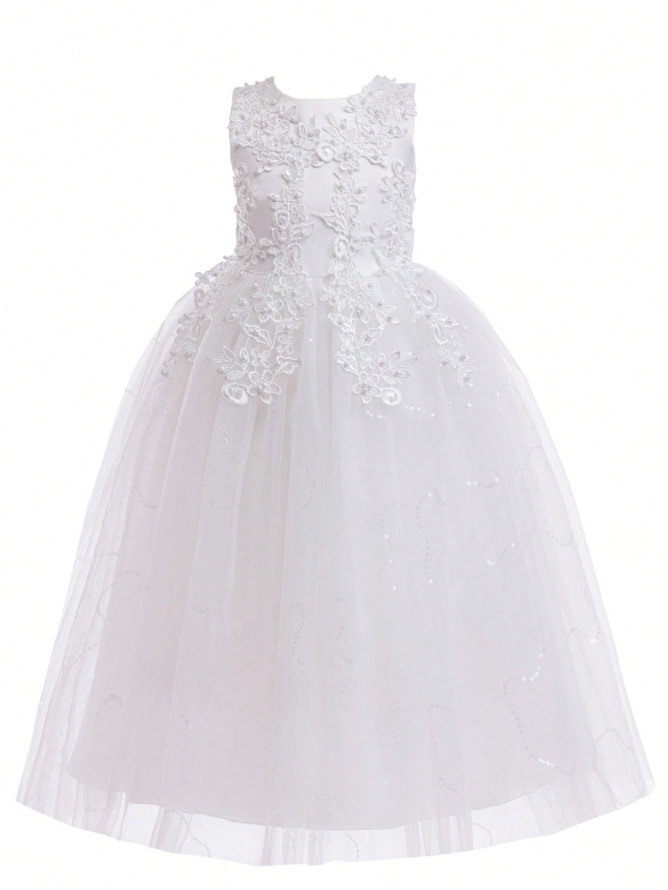 Tween Girl Lace Wedding Party Princess Pageant Evening Dress Gown