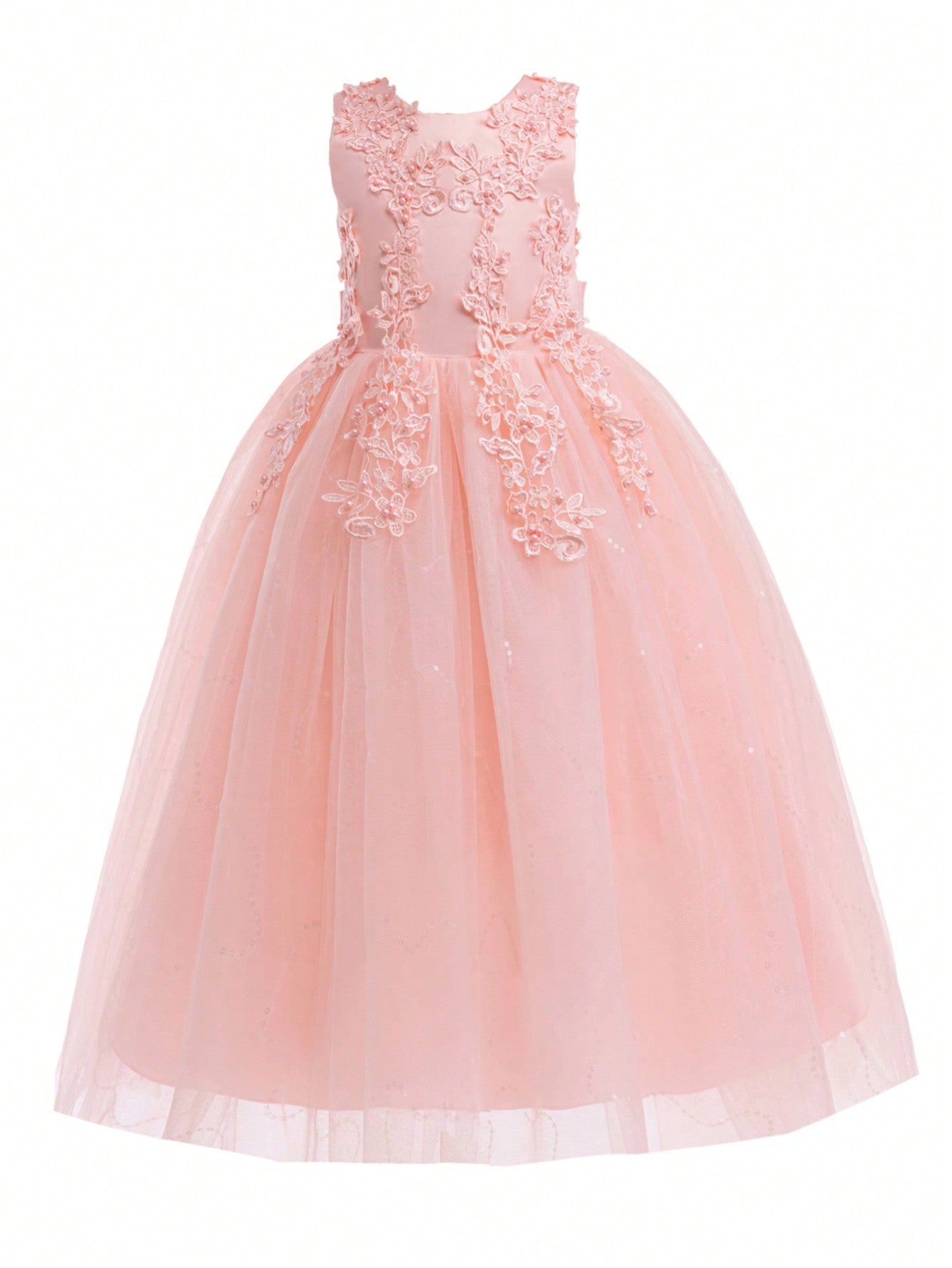 Tween Girl Lace Wedding Party Princess Pageant Evening Dress Gown