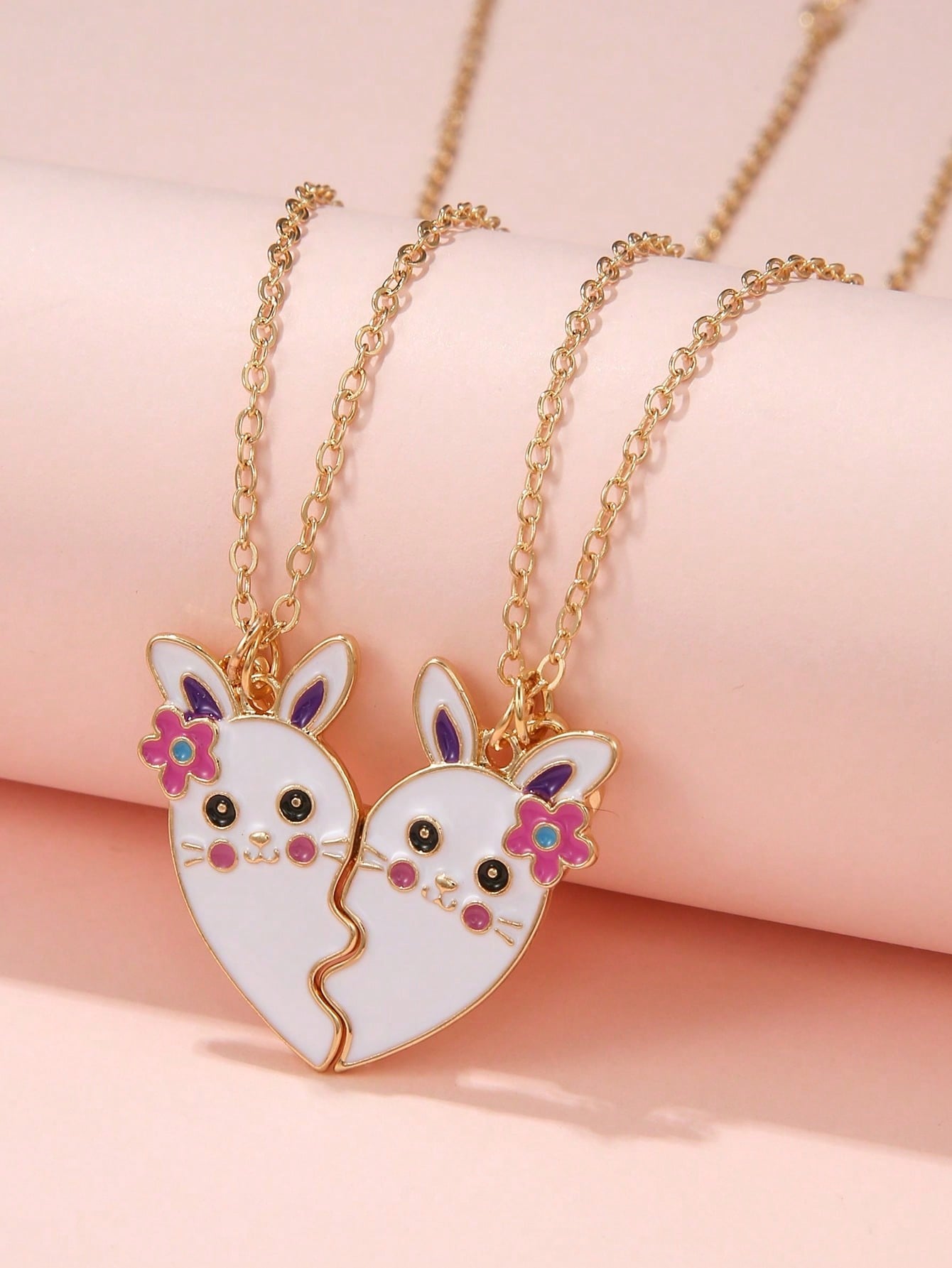 2pcs Toddler Girls Cat Charm Necklace