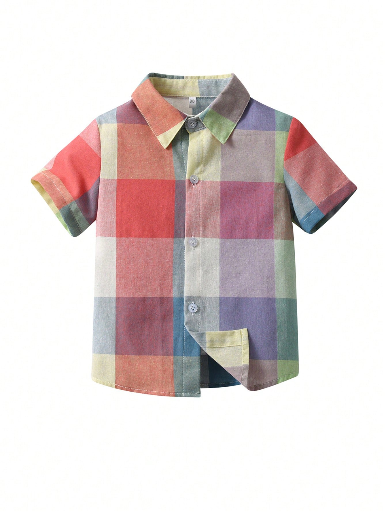 Young Boy Short Sleeve Plaid Casual Shirt