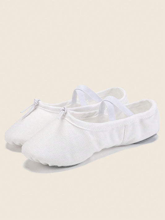 White Ballet Shoes Canvas Flat Ballet Dancing Slippers Dance Shoes For Adult Women Kids Children Classic Split-Sole Soft Leather