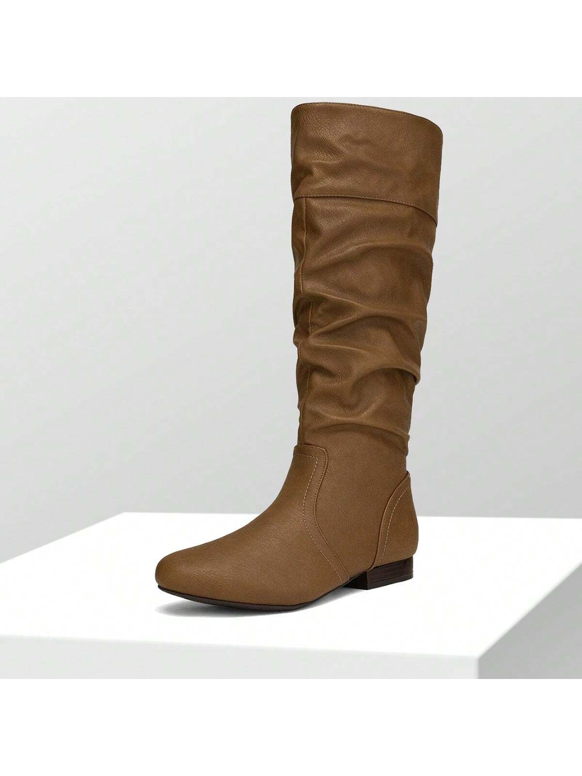 Women's  Black Knee High Pull On Fall Weather Boots Elegant & Fashionable Classic Slouchy Boots