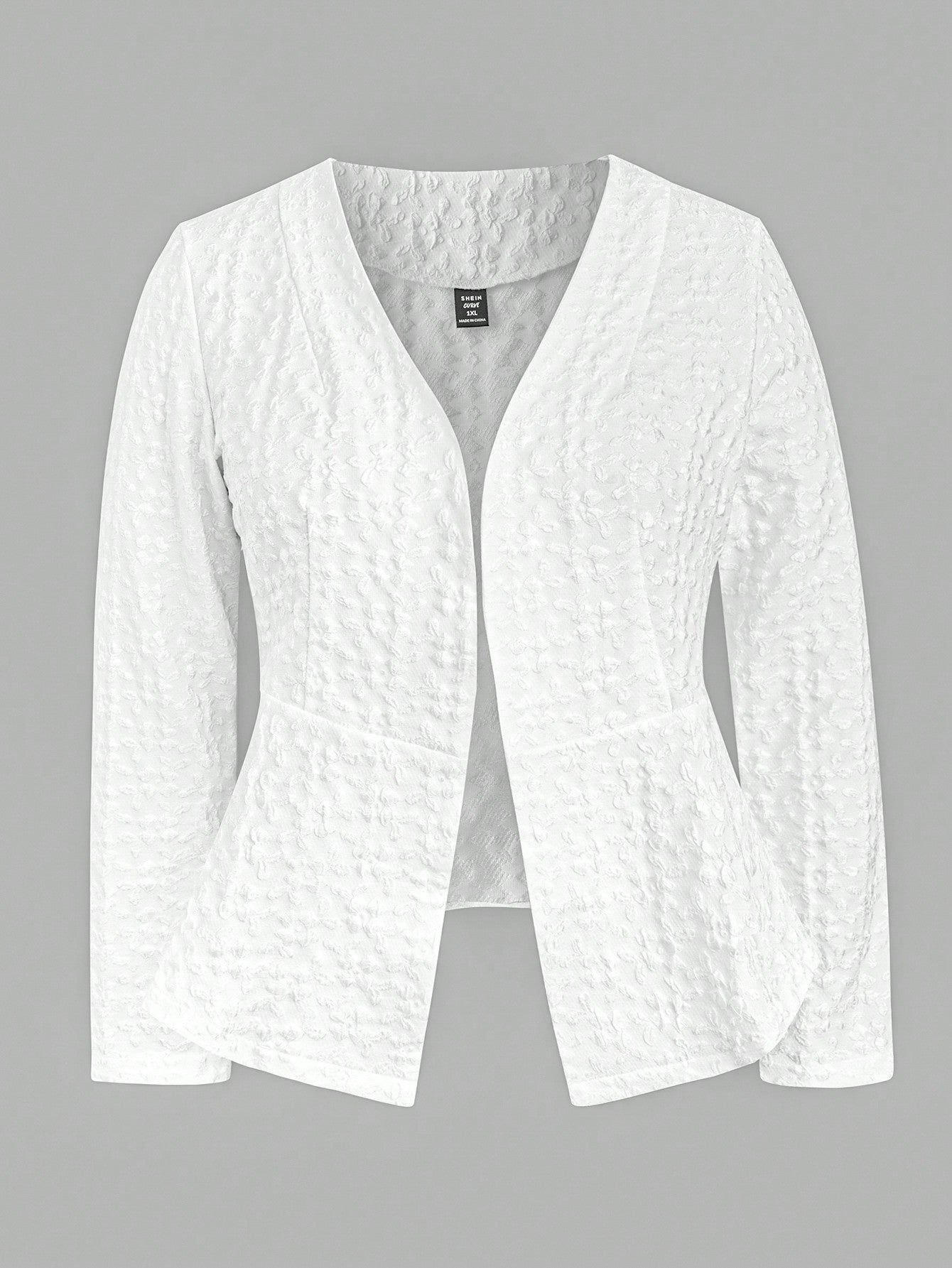 Plus Size Women'S Jacquard Open Front Blazer