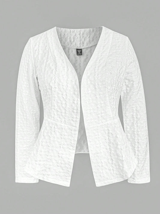 Plus Size Women'S Jacquard Open Front Blazer