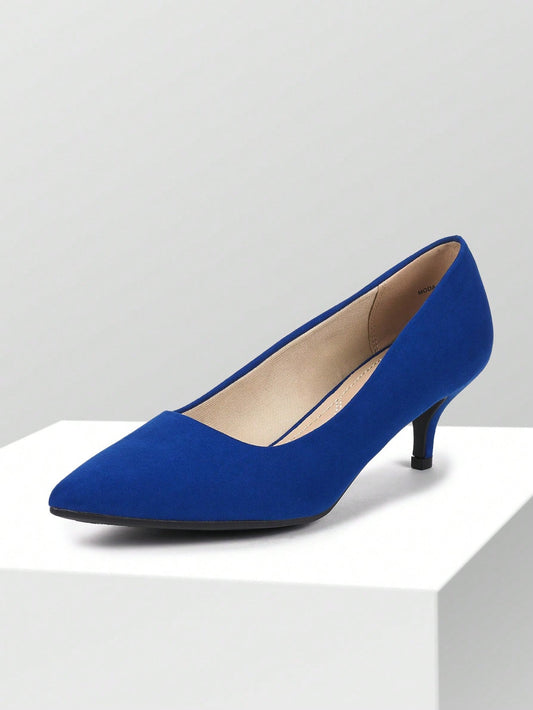 Women's Low Stiletto Heel Pointed Toe Court Pumps, Elegant Fashion Solid Color Shoes