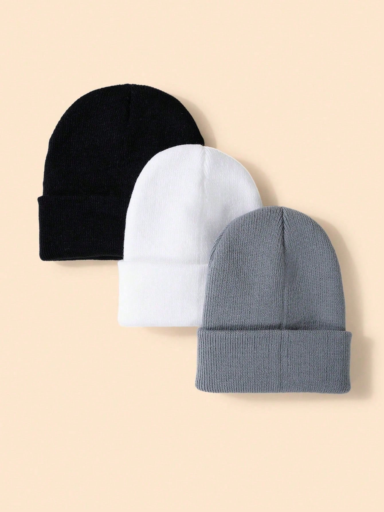 3pcs/Set Unisex Baby Kids' Simple Y2k Style Solid Knitted Hats, Winter Warm Outdoor Cold-Proof Casual Beanies For Daily, Commute